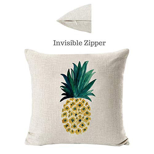 Summer Gold Pineapple Fruit Striped Throw Pillow Covers Pillowcase Zippered Square Decorative Cushion Cases 18x18 Inches For Couch Sofa Chair Car Bedroom Living Room material shown in the video 